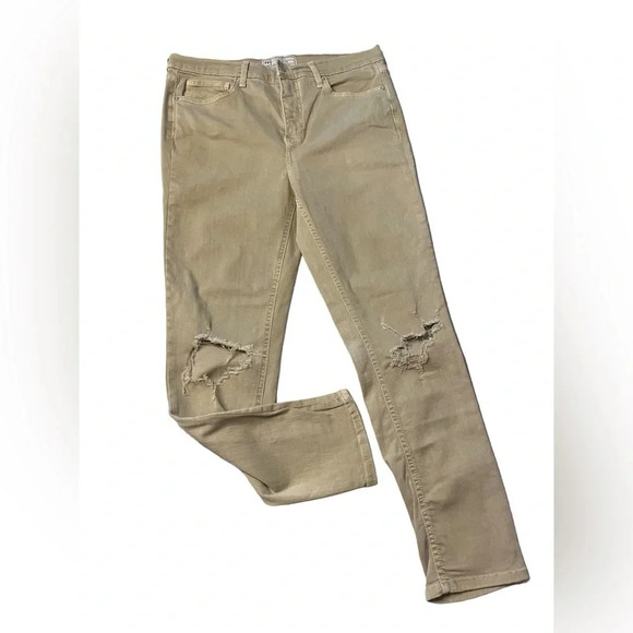 Free People High Busted Knee Jeans in Khaki, Womens Size 31 - Picture 1 of 8